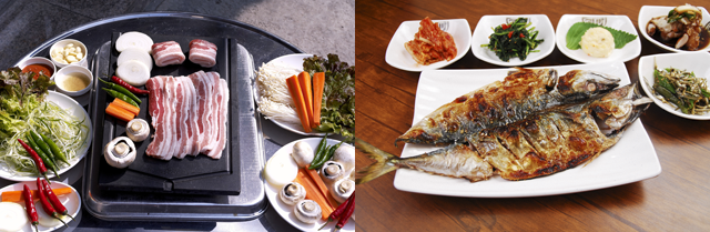 천제연 토속음식점 고기 구이